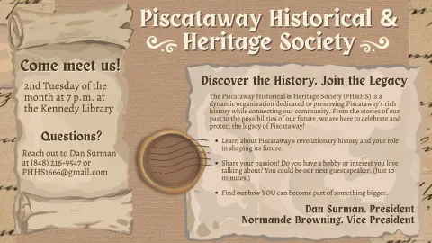 Piscataway Historical & Heritage Society meeting flier