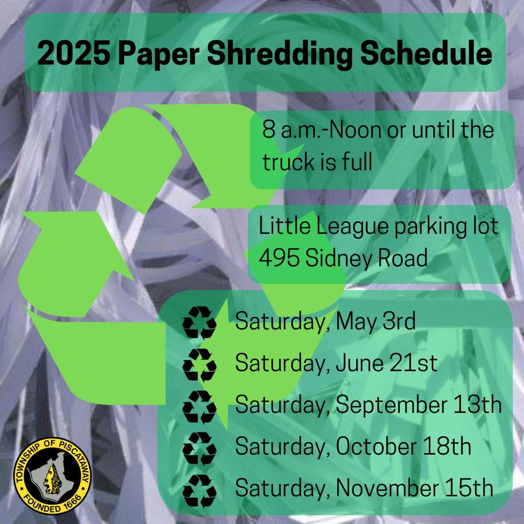 2025 Paper Shredding Schedule