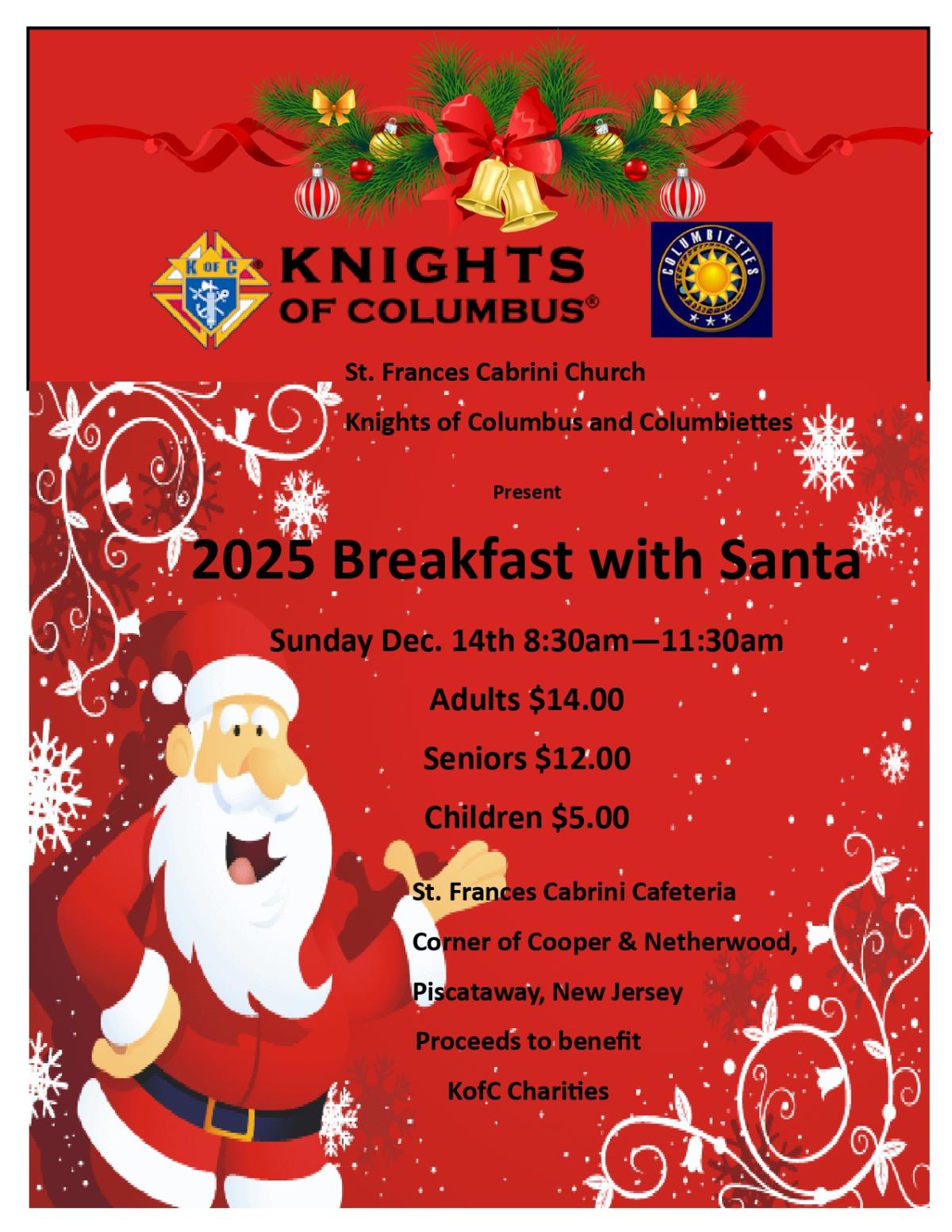 Santa breakfast with the Knights of Columbus